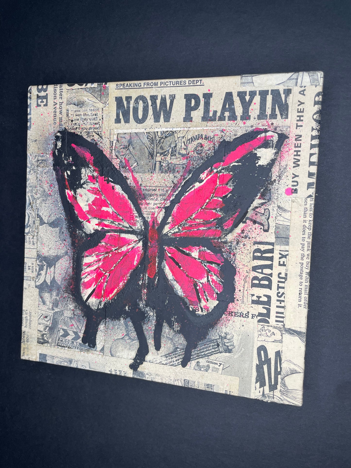 Original Pink Butterfly Painting